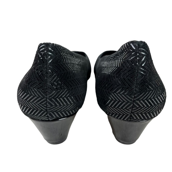 TROTTERS Genuine Leather Black Herringbone Low Wedge Slip On Shoes Loafers 9 N - Picture 11 of 16